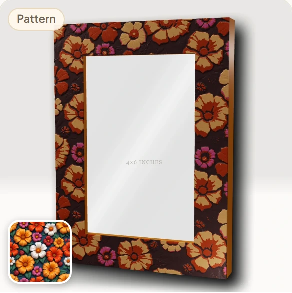 A generated floral pattern applied to a frame in the preview