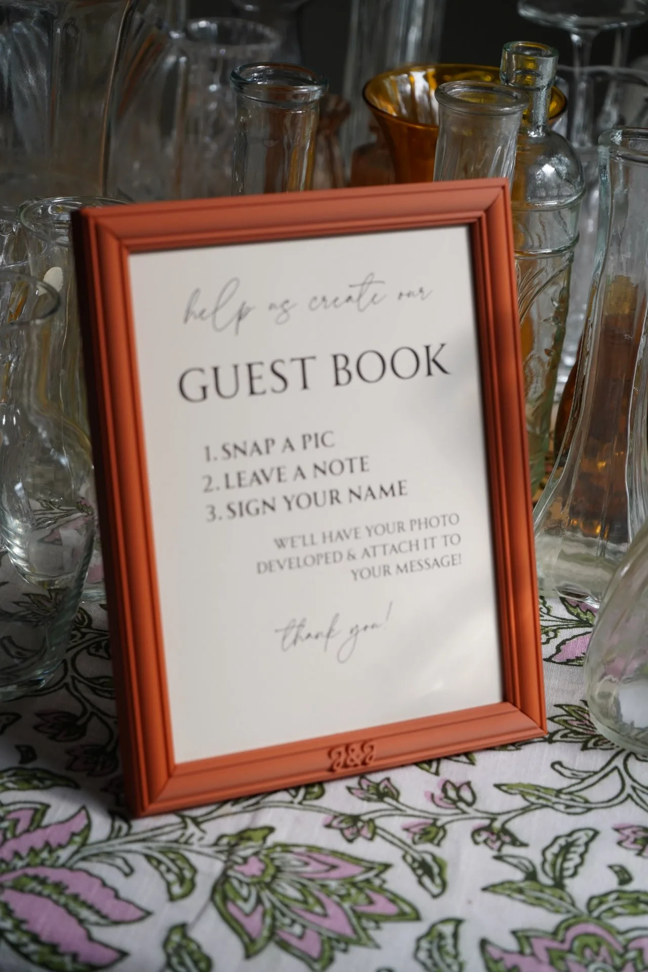 Terracotta Wedding Sign, thin profile with cameo edge relief